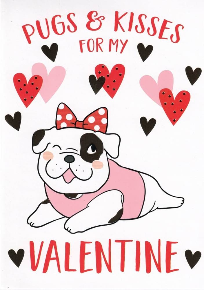 Valentines Pugs & Kisses Card