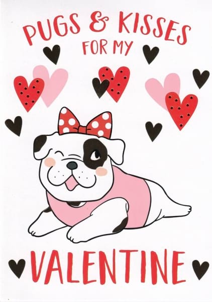 Valentines Pugs & Kisses Card
